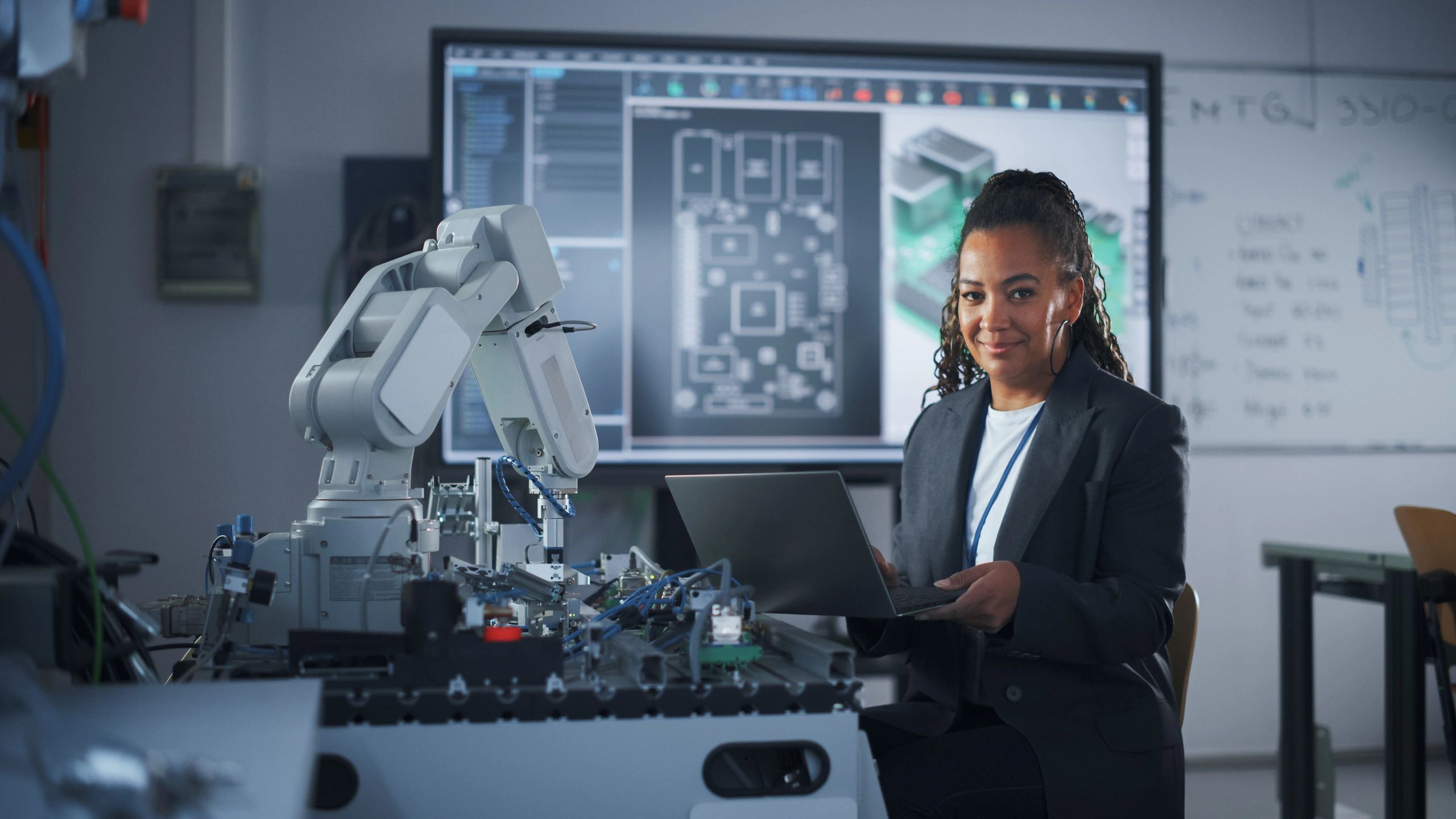 Technical professional working with advanced equipment
